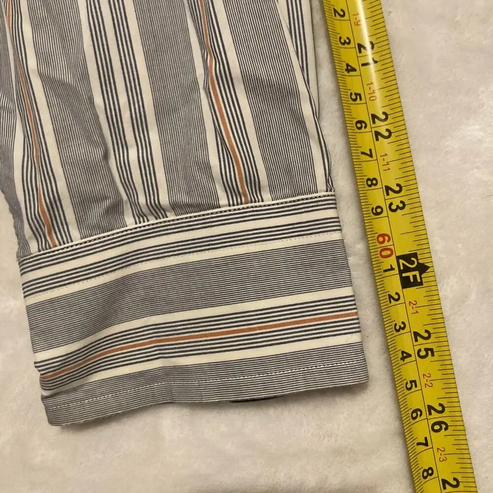 Banana Republic‎ Button Up Shirt Blue Orange Striped Long Sleeve Mens XL